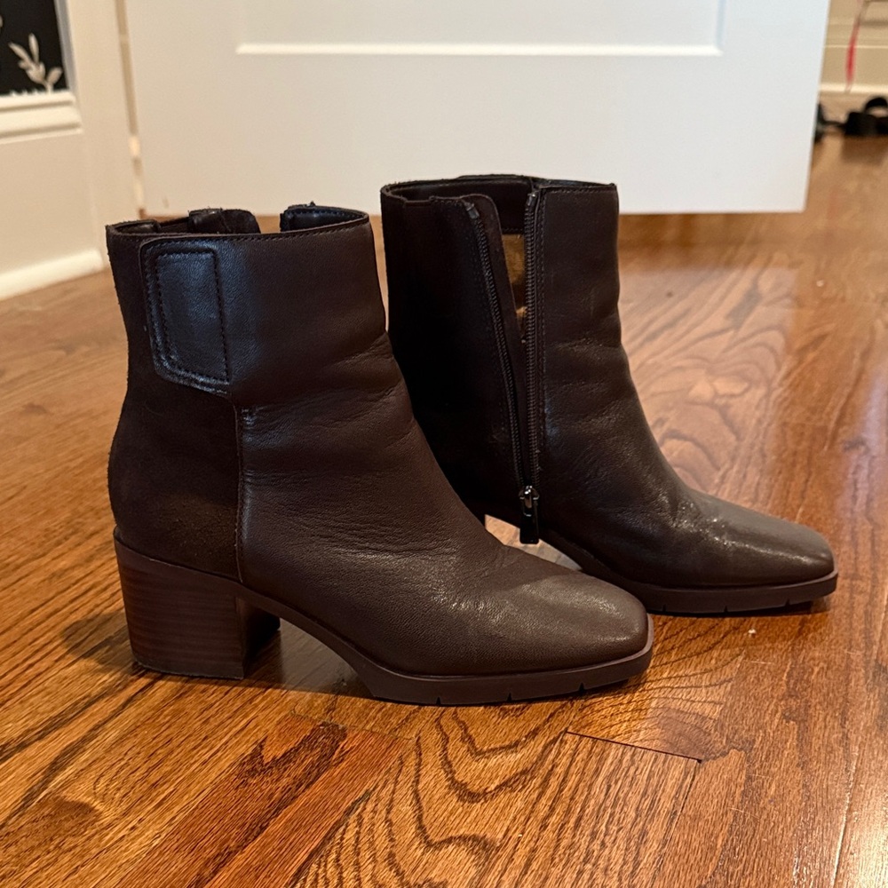 NYDJ Dark Brown Leather and Suede Ankle Boots